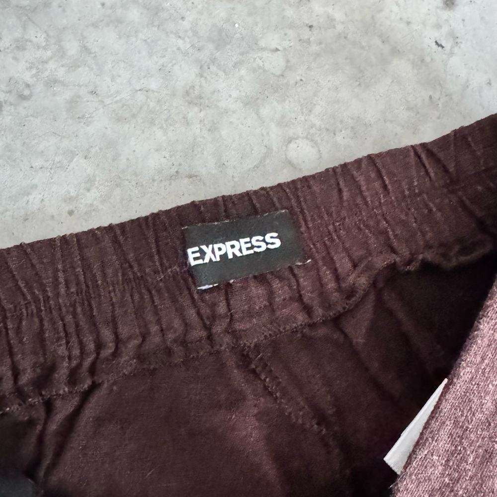 Express Dark Brown Wide Leg Super High Rise Linen Blend Pants Size XS - Picture 6 of 11